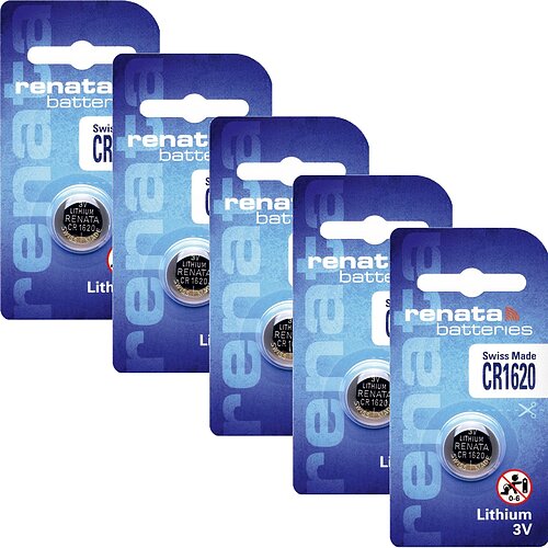 5x Renata CR1620 Lithium Knopfzelle 3V Batterie 