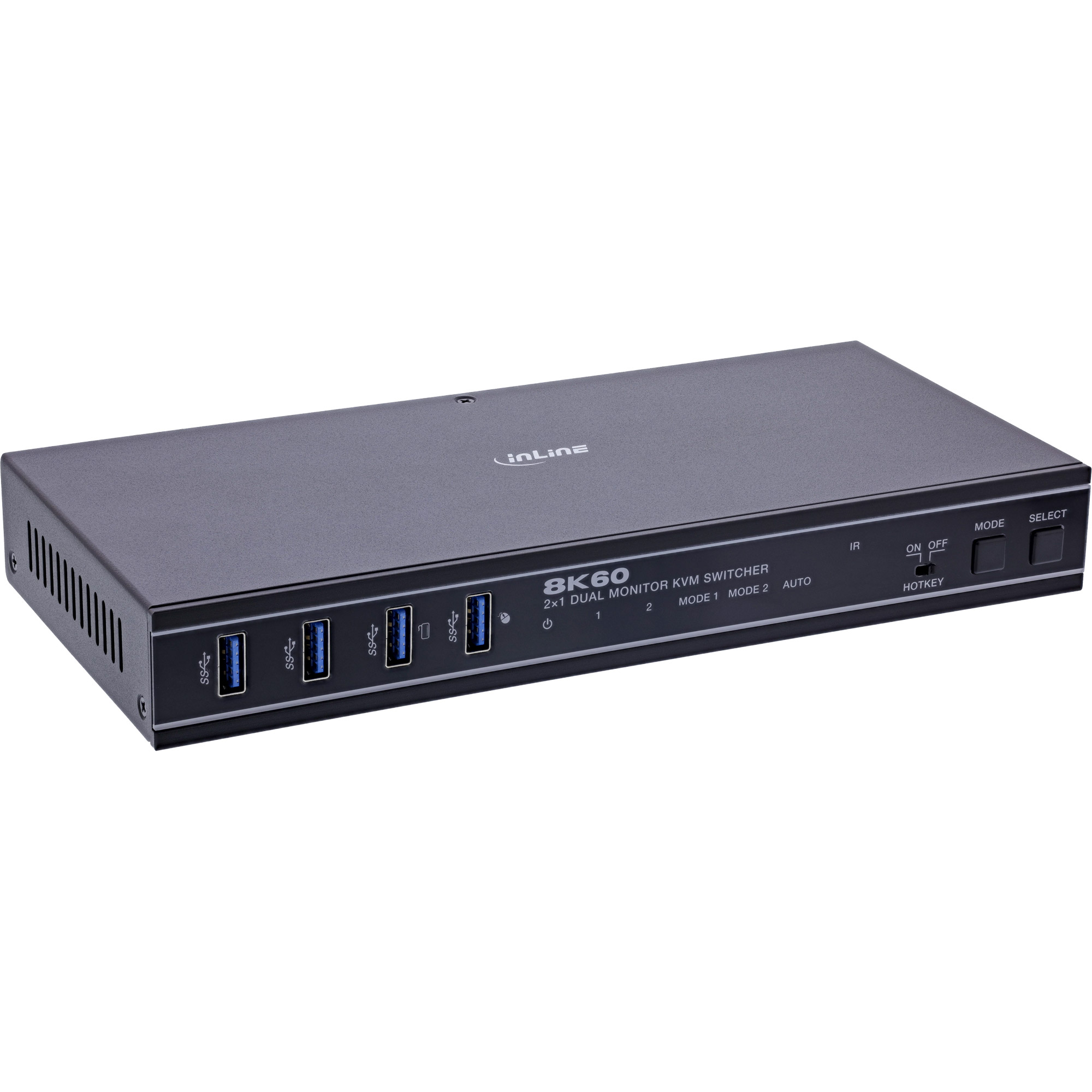 InLine® KVM Switch, 2-fach, HDMI, Dual Monitor, 8K60Hz, USB Hub, schwarz