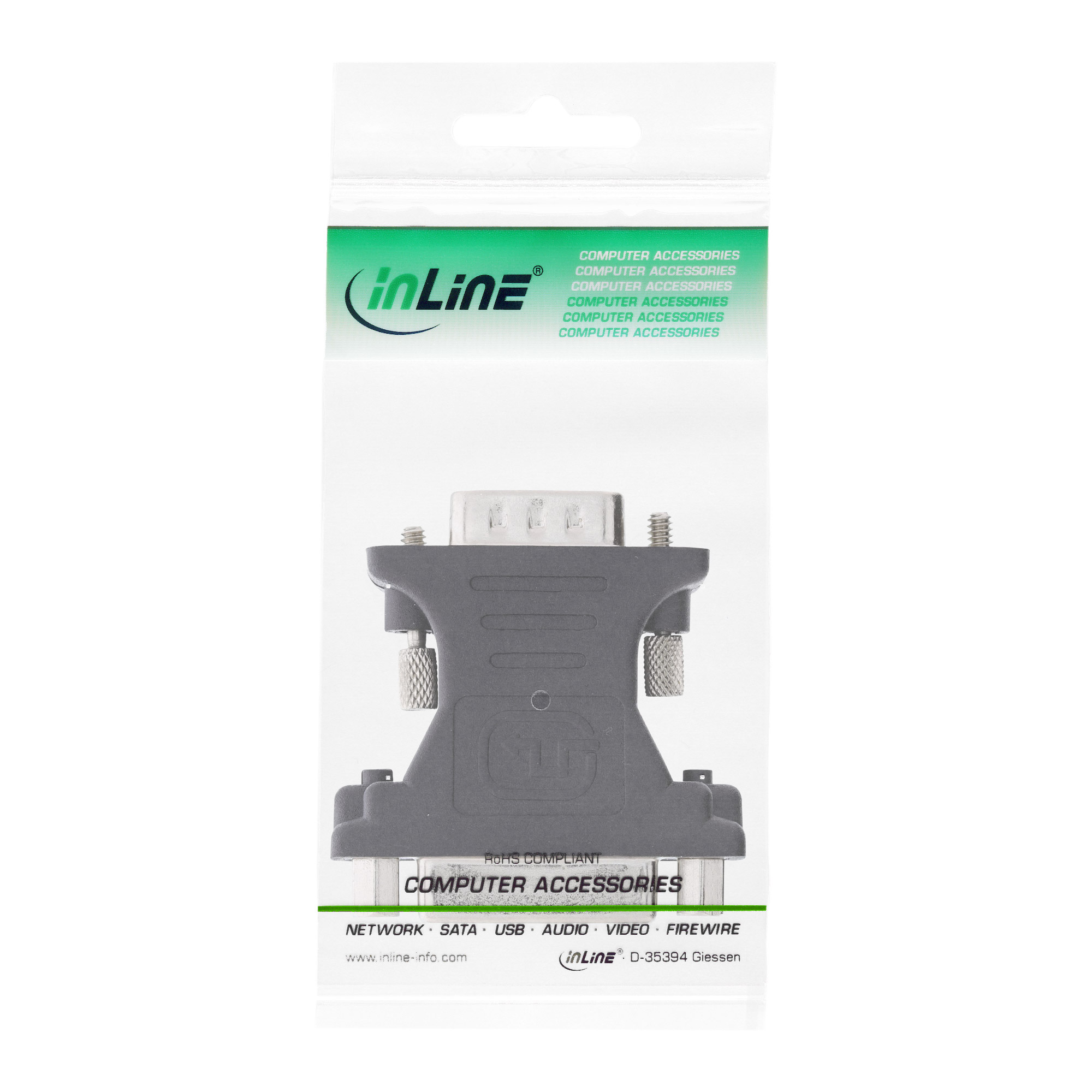 Inline® DVI-A Adapter, Analog 24+5 Buchse auf 15pol HD Stecker (VGA)