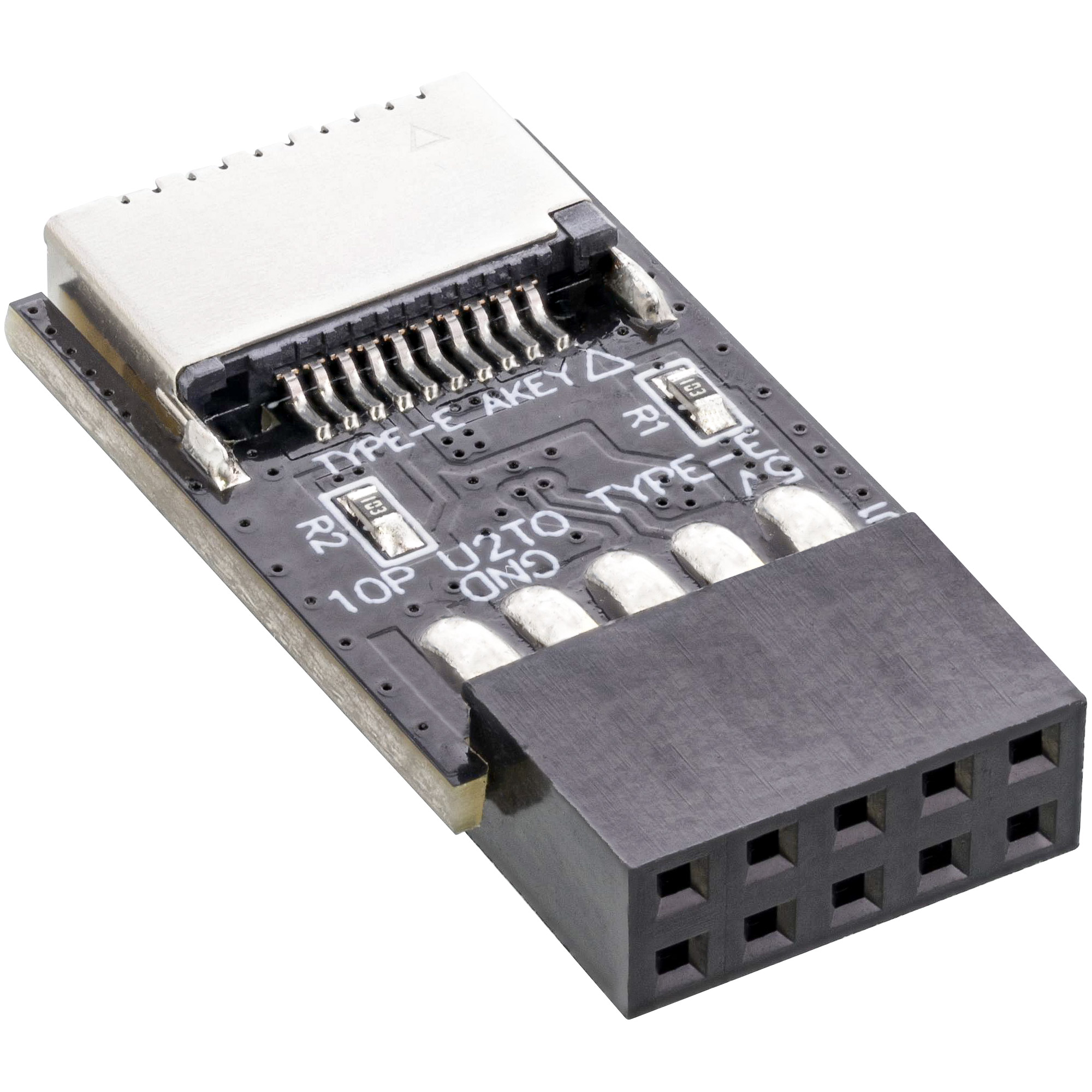 Inline® USB 2.0 zu USB 3.2 Typ-E Key-A Adapter intern