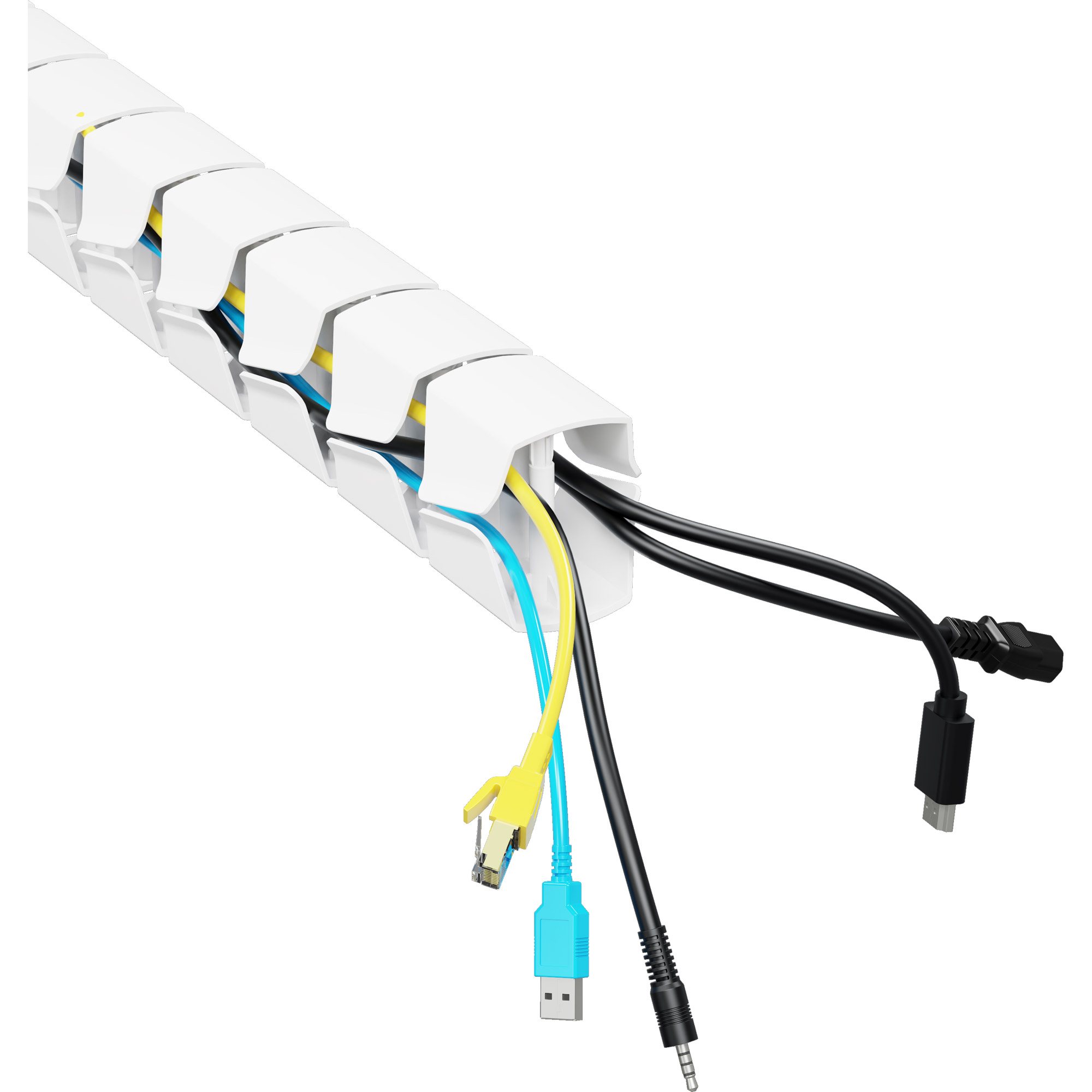 InLine® Kabelkanal flexibel für höhenverstellbare Tische mit Tischklemme Weiß