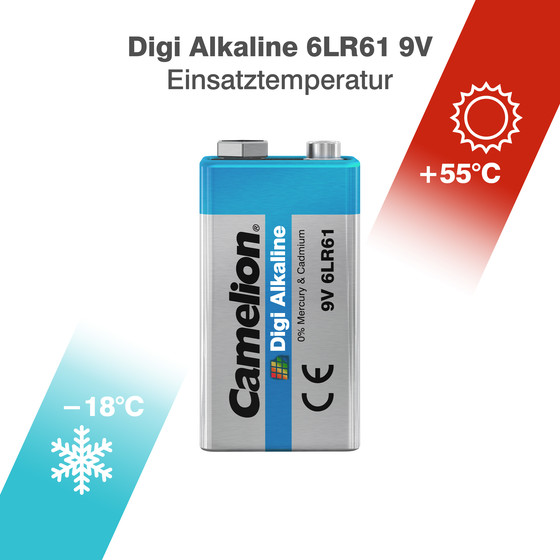 Camelion Digi 9V Block 6LR61 Alkaline Batterie - 1er Blisterkarte