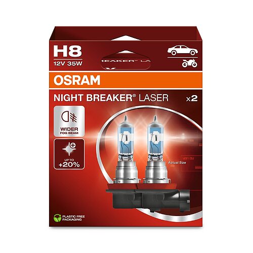 OSRAM H8 12V 35W PGJ19-1 NIGHT BREAKER® LASER +150% mehr Helligkeit 2 Stück
