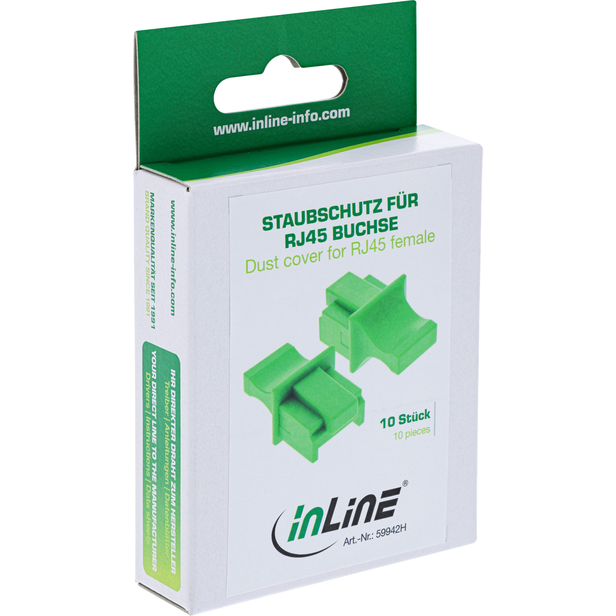 Inline® Staubschutz, für RJ45 Buchse grün 10er Blister