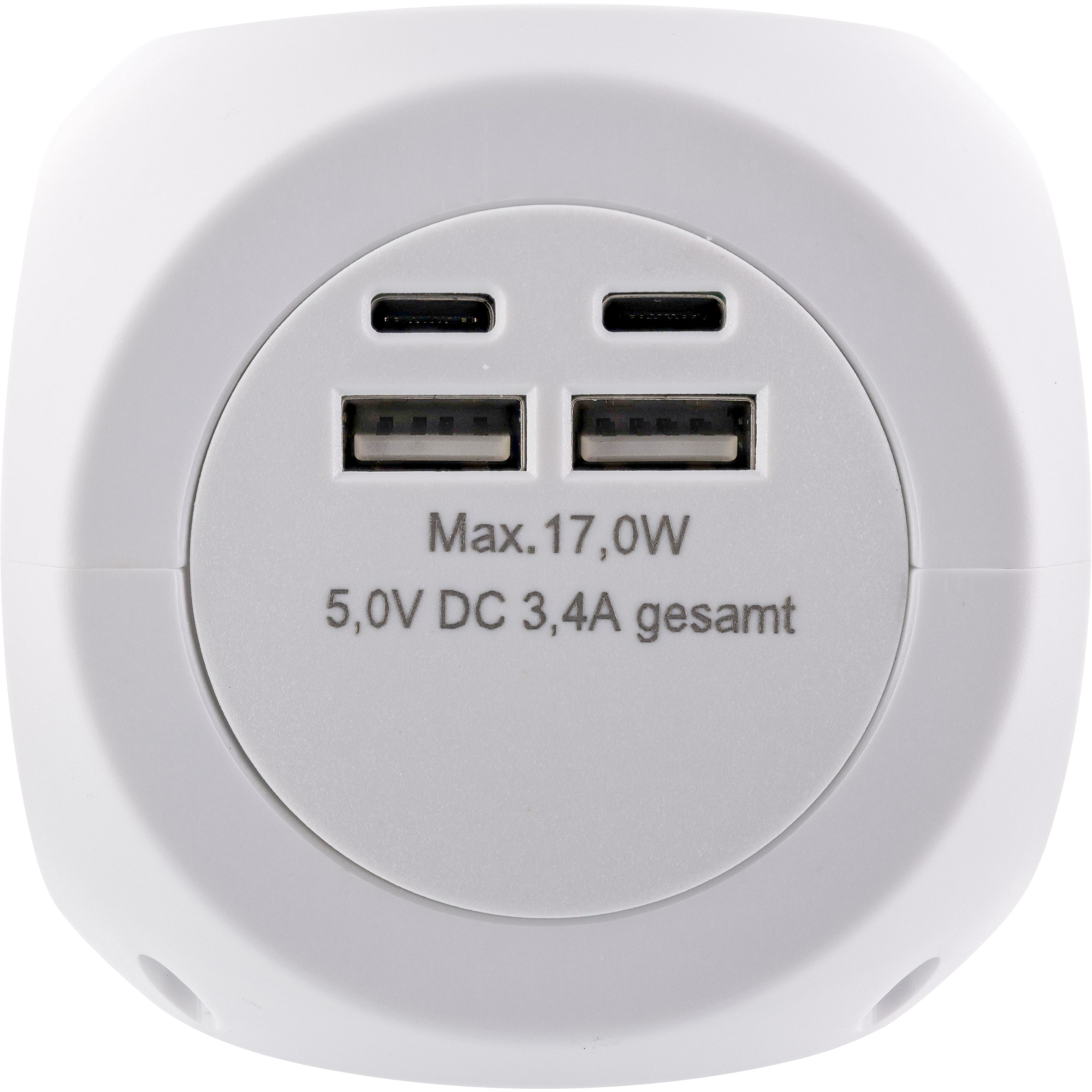 InLine® Charging Cube, 3x Schutzkontakt, 2x USB-C, 2x USB-A, weiß, 2m