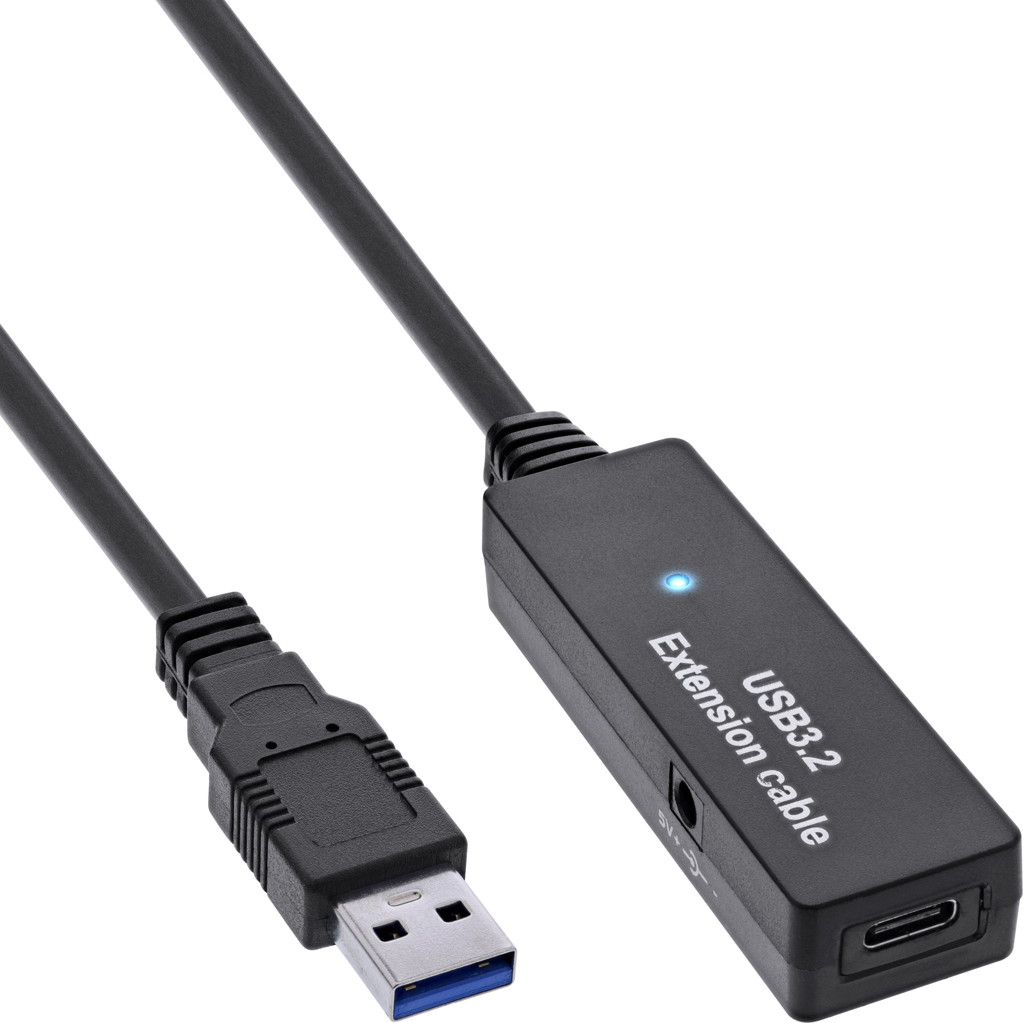 Inline® USB 3.2 Gen.1 Aktiv-VerLängerung, USB-A Stecker an USB-C Buchse, 5m