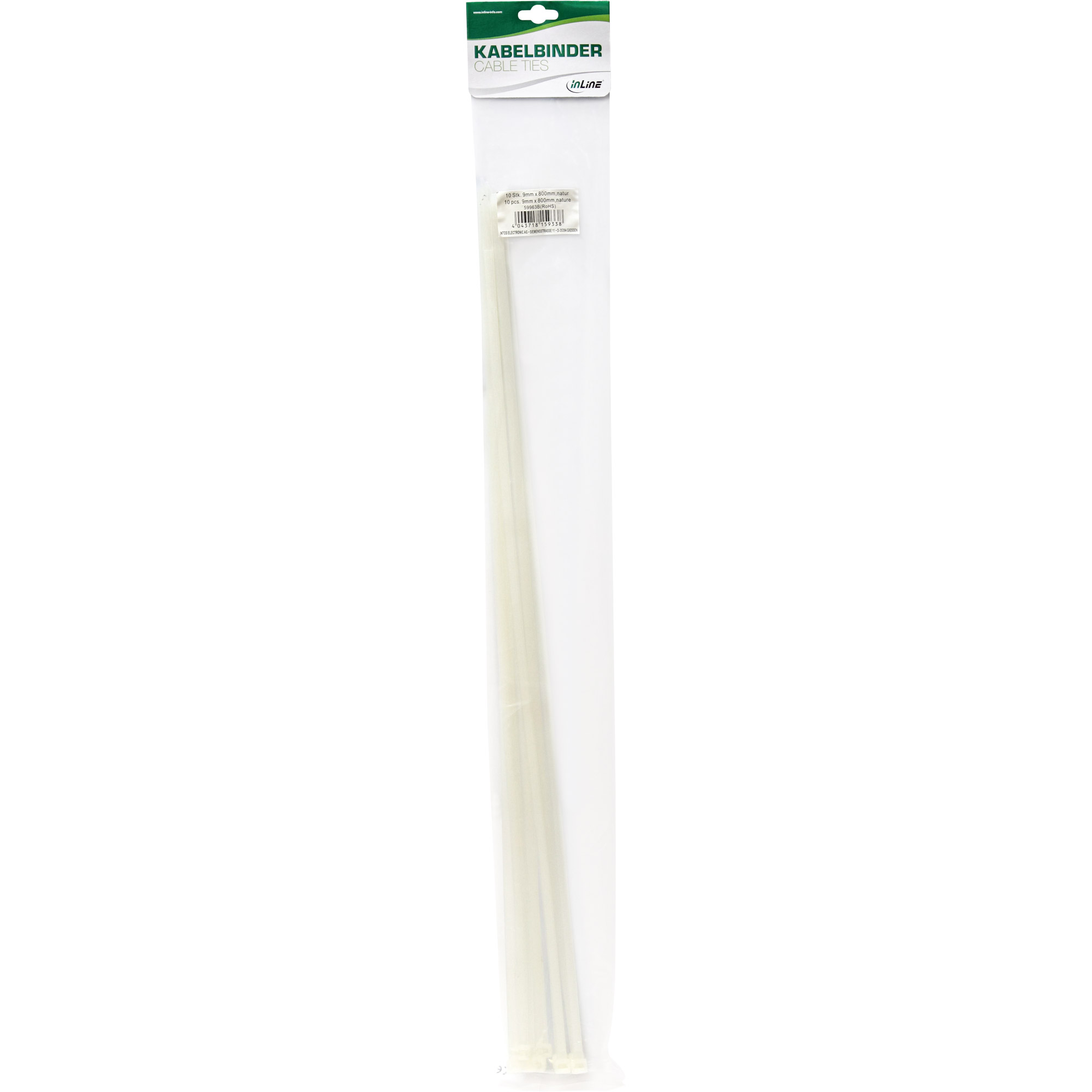 Inline® Kabelbinder, Länge 900mm, Breite 12mm, natur, 10 Stück
