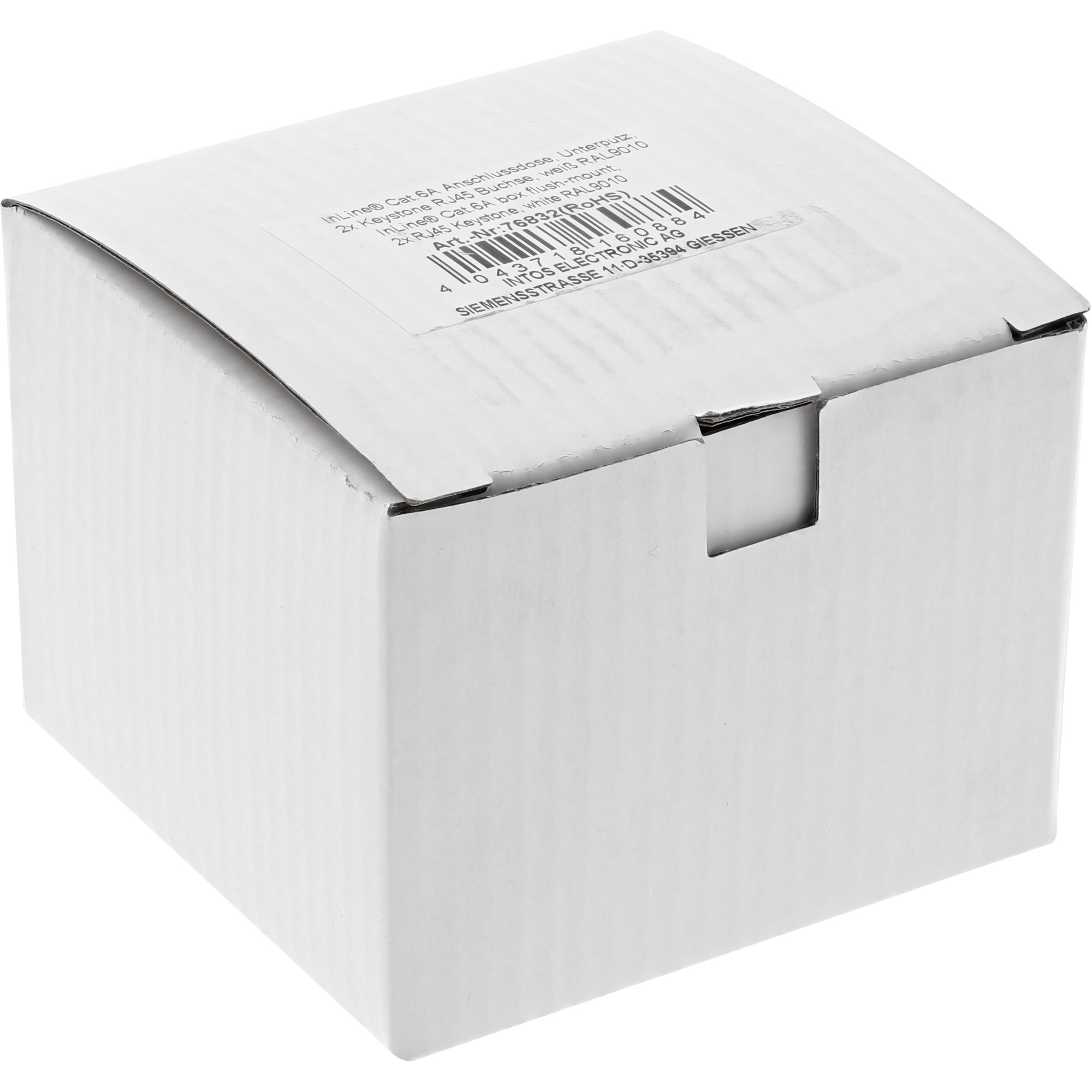 Inline® Cat.6A Anschlussdose, Unterputz, 2x Keystone RJ45 Buchse, weiß RAL9010