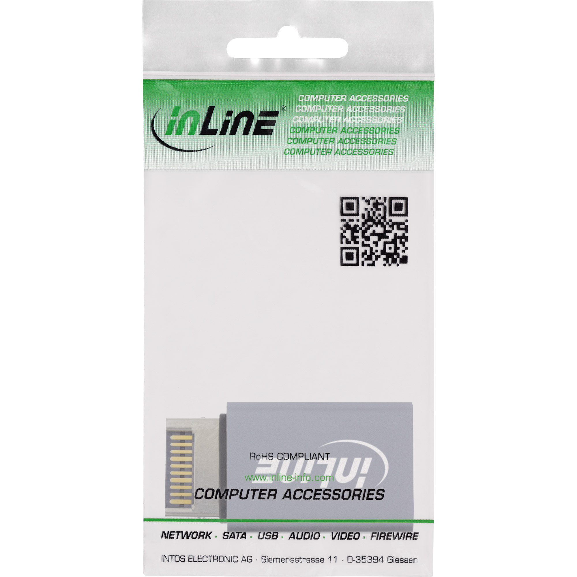 Inline® USB 3.2 Adapter, intern USB-E Frontpanel Stecker zu USB-A Buchse Inline® USB 3.2 Adapter, intern USB-E Frontpanel Stecker zu USB-A Buchse