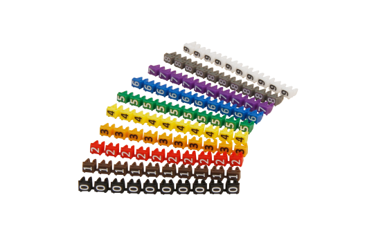 Kabelmarker-Clips McPower, bedruckt mit Ziffern 0-9, Kabeldurchmesser bis 3mm, Kunststoff Kabelmarker-Clips McPower, bedruckt mit Ziffern 0-9, Kabeldurchmesser bis 3mm, Kunststoff