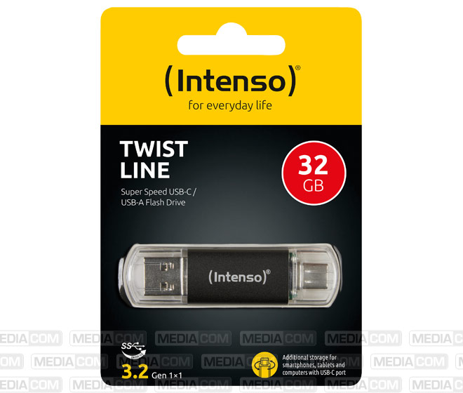 USB 3.2 Stick 32GB, Twist Line, anthrazit