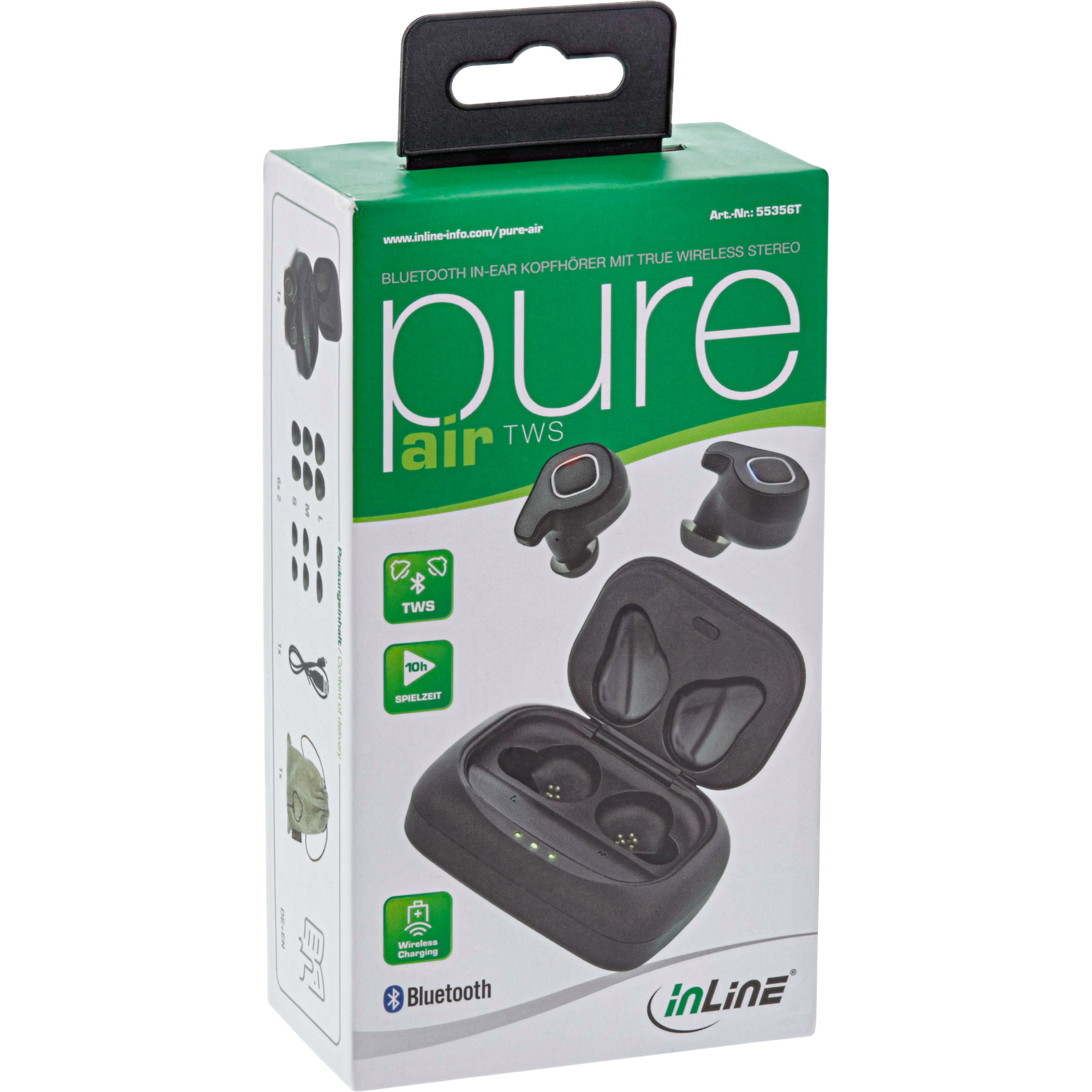 Inline® PURE Air TWS, Bluetooth In-Ear Kopfhörer mit TWS, mit Qi-Case PowerBank Inline® PURE Air TWS, Bluetooth In-Ear Kopfhörer mit TWS, mit Qi-Case PowerBank