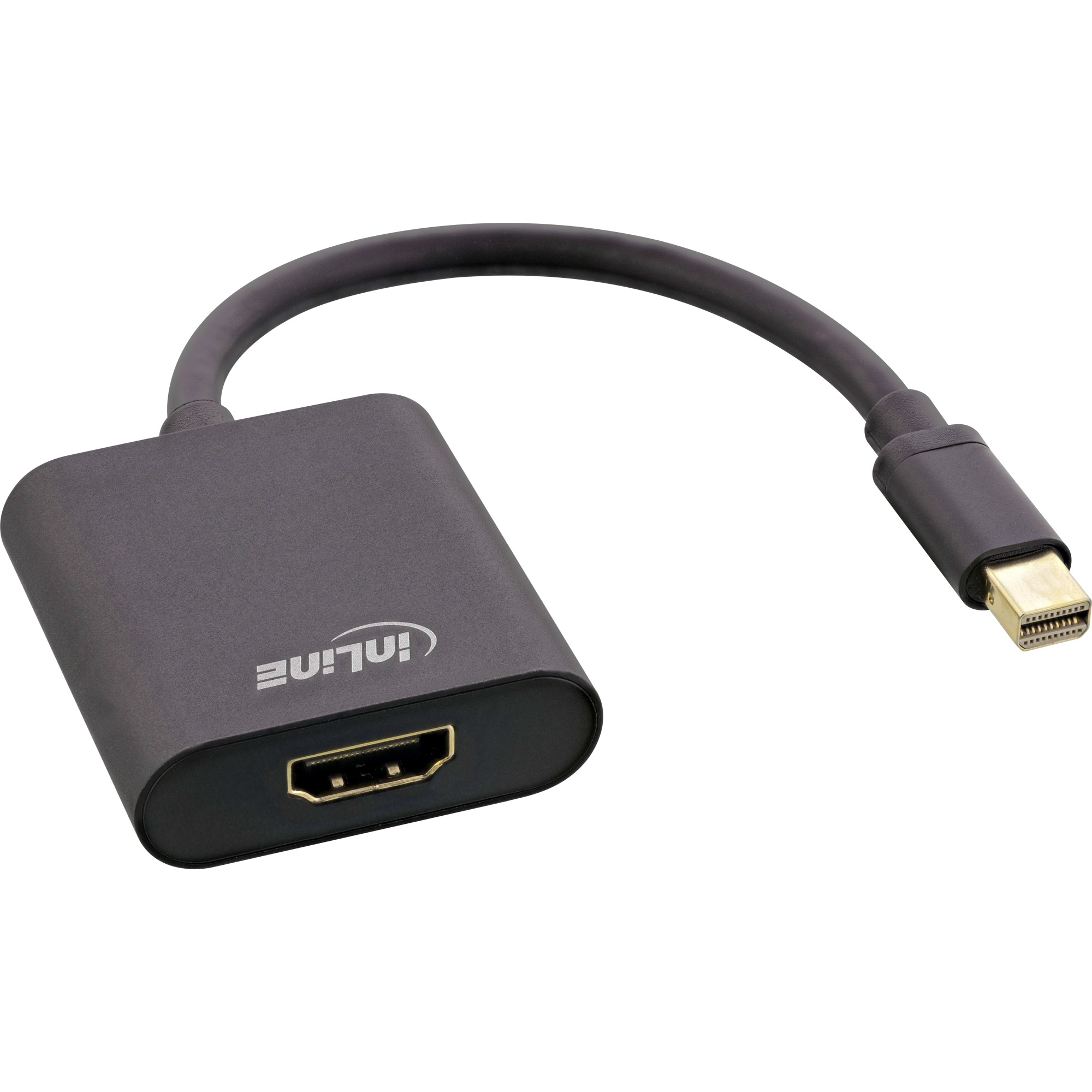 Inline® Mini DisplayPort HDMI Adapterkabel Aluminium mit Audio, 4K/60Hz, schwarz