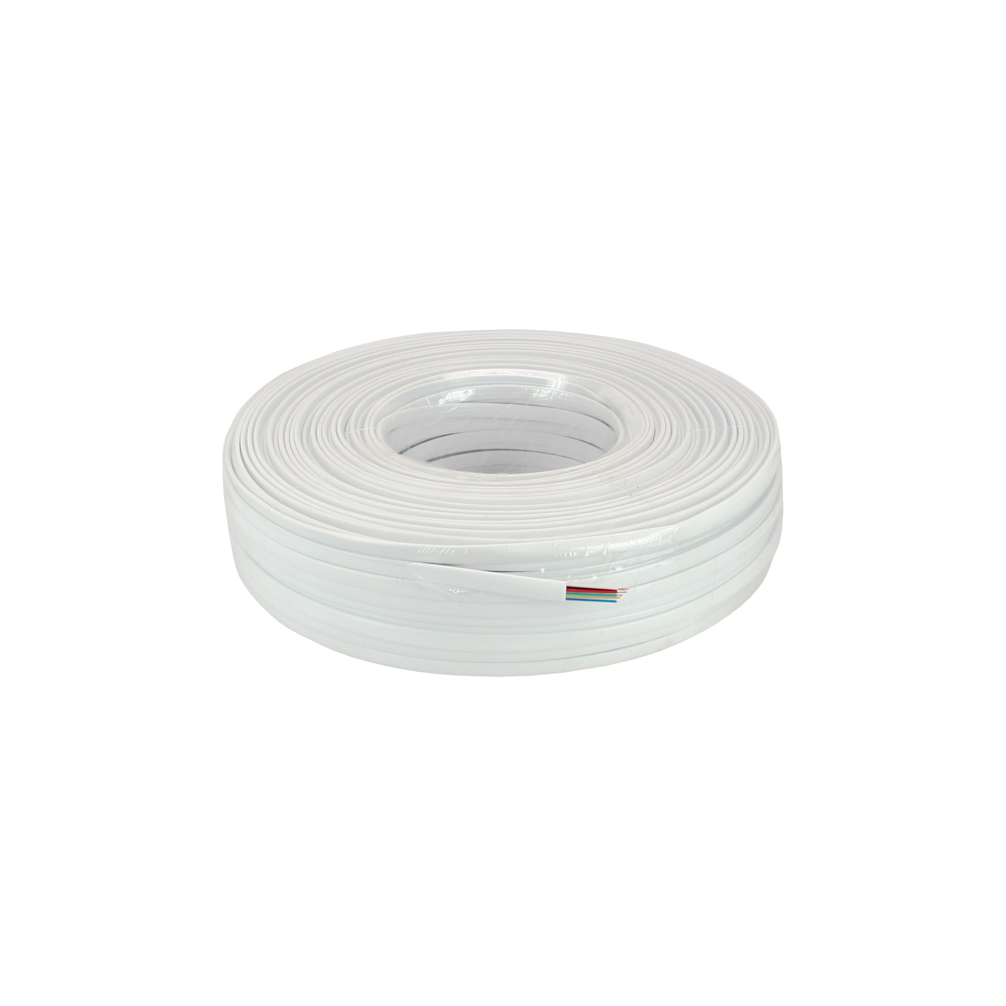 Inline® Modularkabel, 6adrig Flachband weiß, 100m Ring