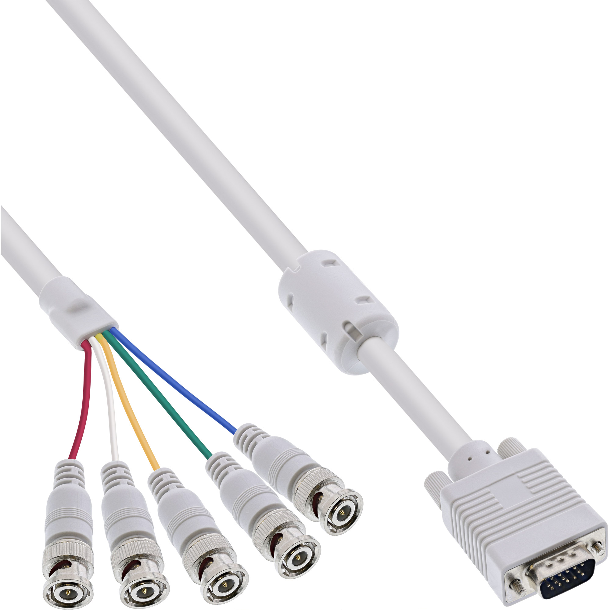 Inline® VGA BNC Kabel, 5x BNC Stecker an 15pol HD Stecker, 5m