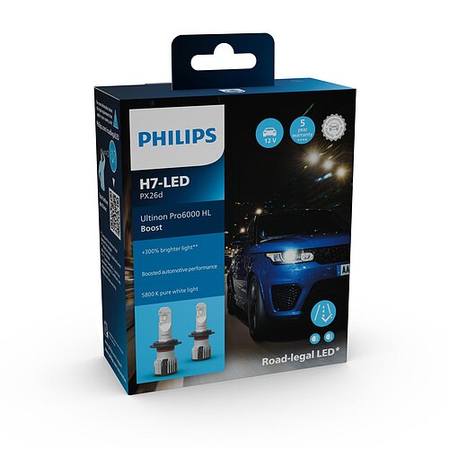 Philips H7 12V 20W Ultinon Pro6000 Boost 5800K +300% mit Straßenzulassung 2 Stück