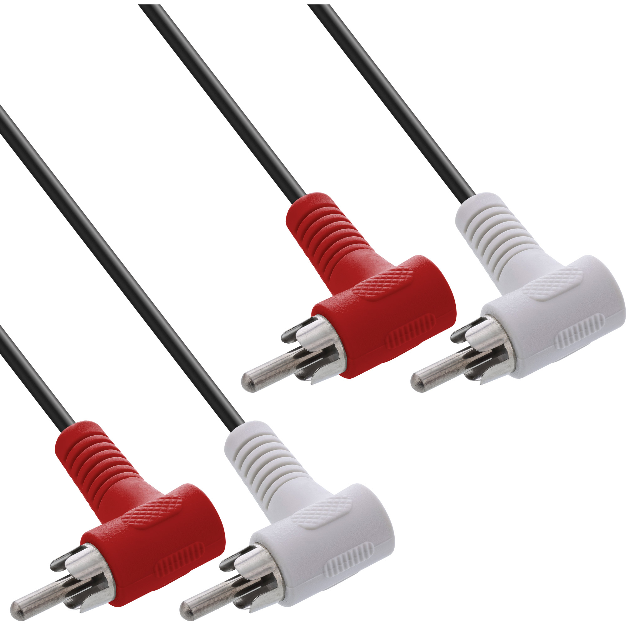 1.2m - Inline® Cinch Kabel, 2x Cinch, Stecker / Stecker gewinkelt