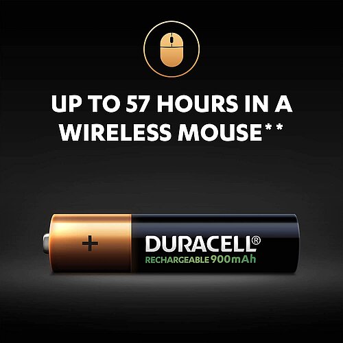 2x Duracell NiMH AAA Micro 900mAh HR03 Akku 