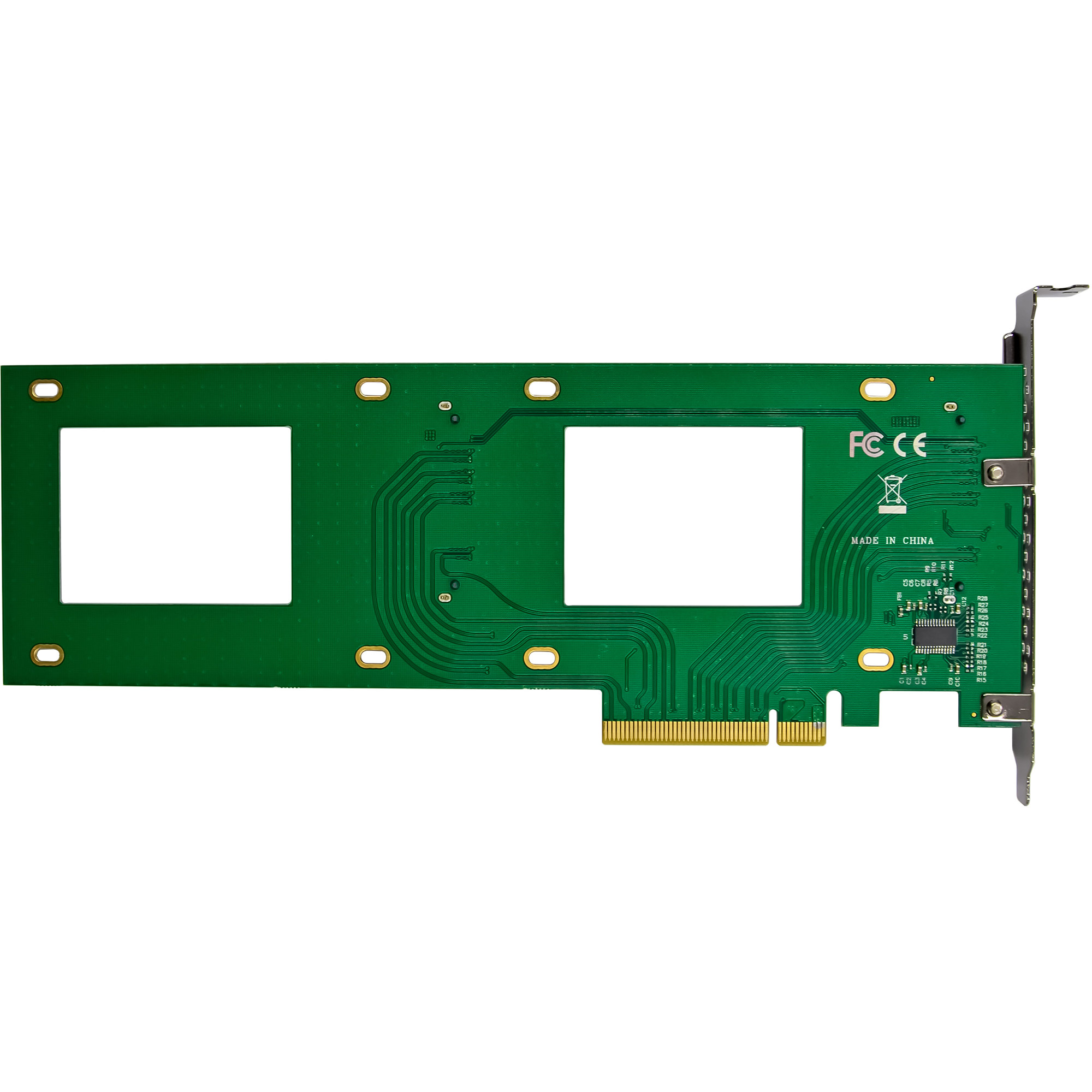 InLine® PCIe Karte zu 2x intern U.2 NVMe SFF-8639 - Bifurcation, PCIe x8, schmal