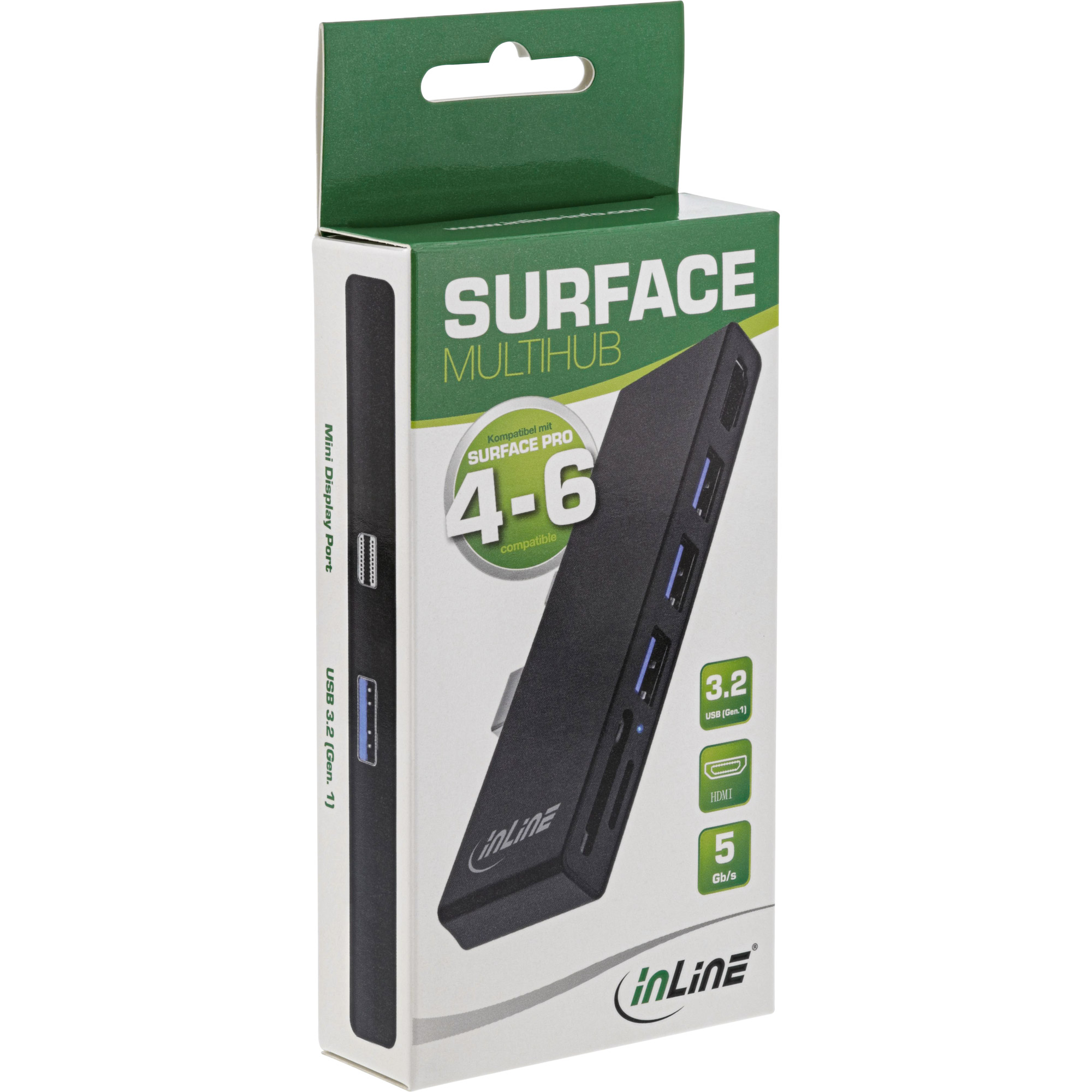Inline® MultiHub, Surface Pro 4/5/6, 3x USB-A 3.2 Buchse, HDMI 4K, Cardreader Inline® MultiHub, Surface Pro 4/5/6, 3x USB-A 3.2 Buchse, HDMI 4K, Cardreader