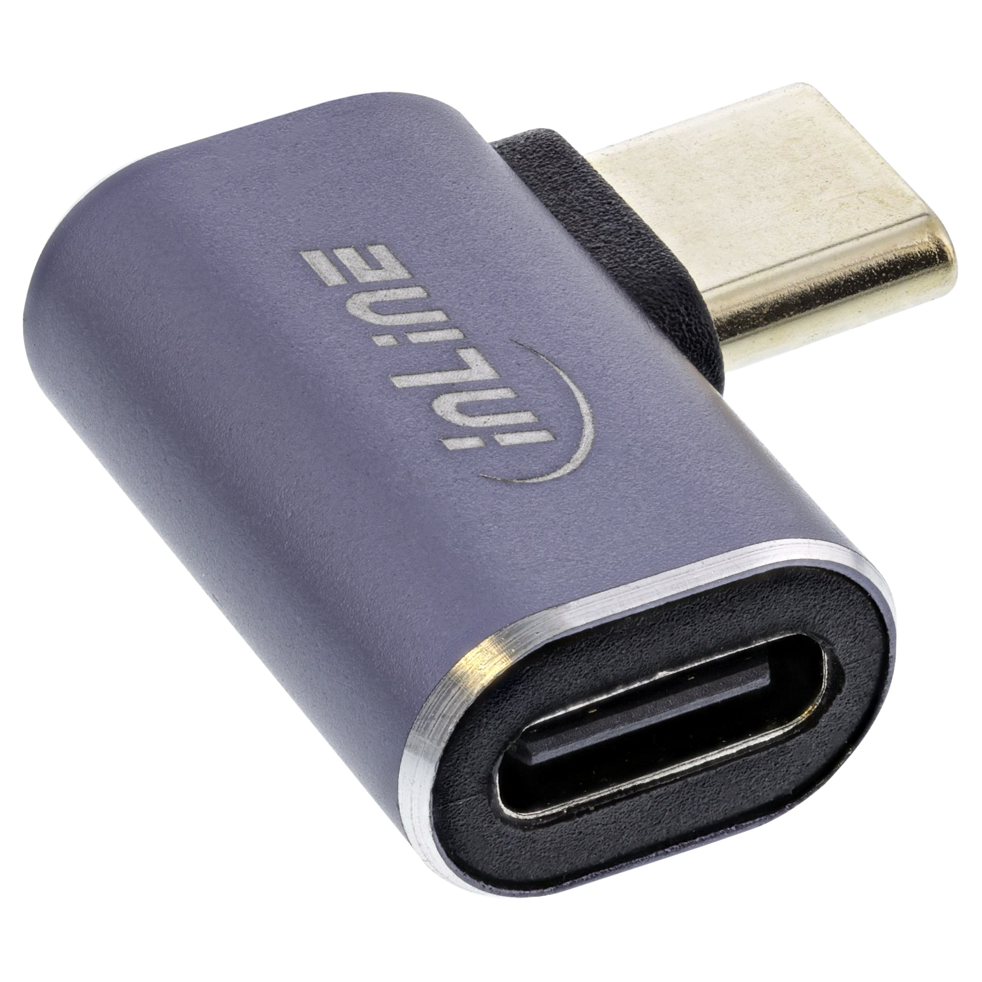 Inline® USB4 Adapter, USB-C Stecker/Buchse rechts/links gewinkelt, Aluminium