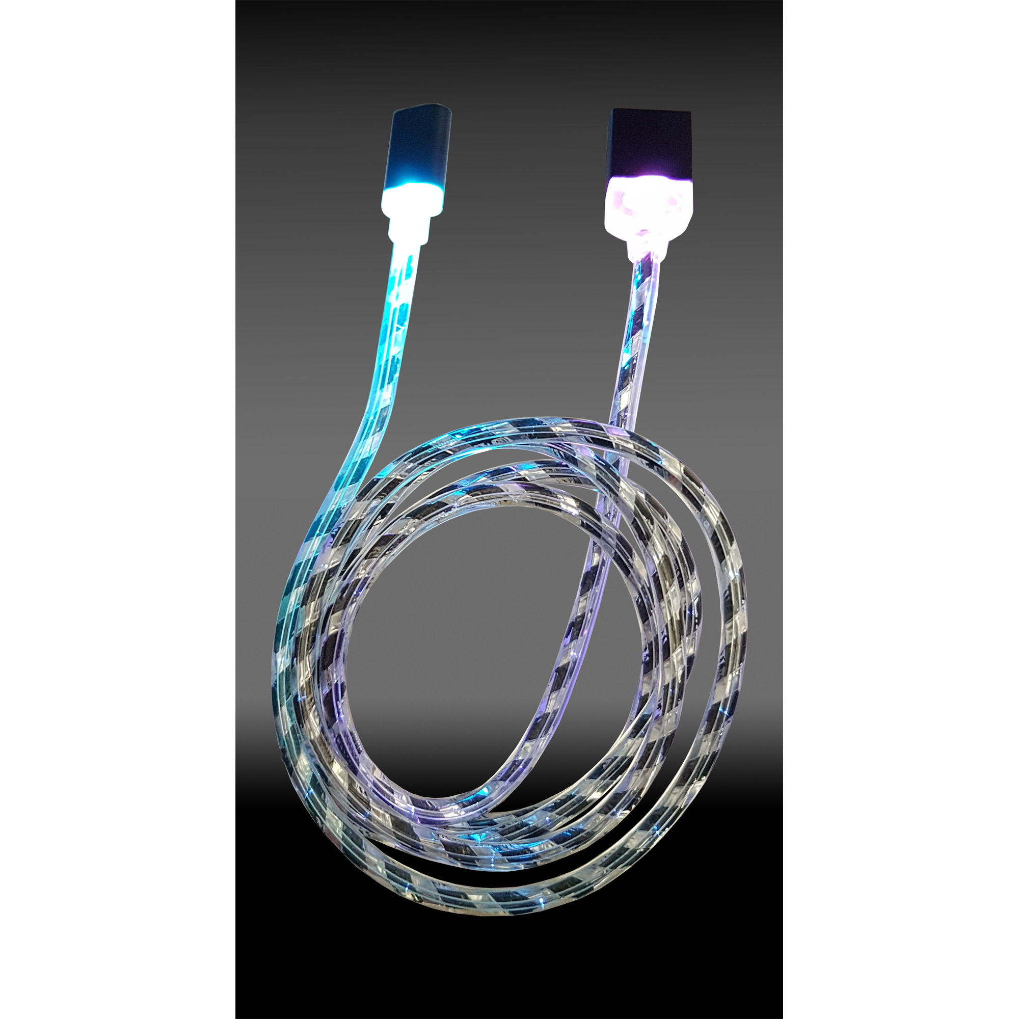 LC-Power LC-C-USB-MICRO-1M-8 USB A zu Micro-USB Kabel, schwarz/silber LED 1m
