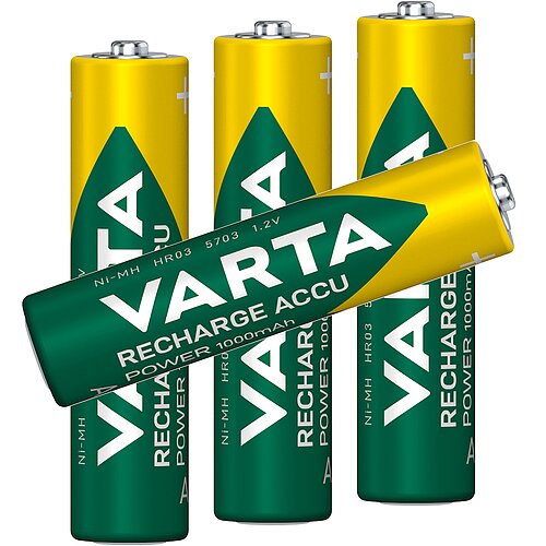 4x Varta NiMH AAA Micro 1000mAh HR03 Power Recharge Akku