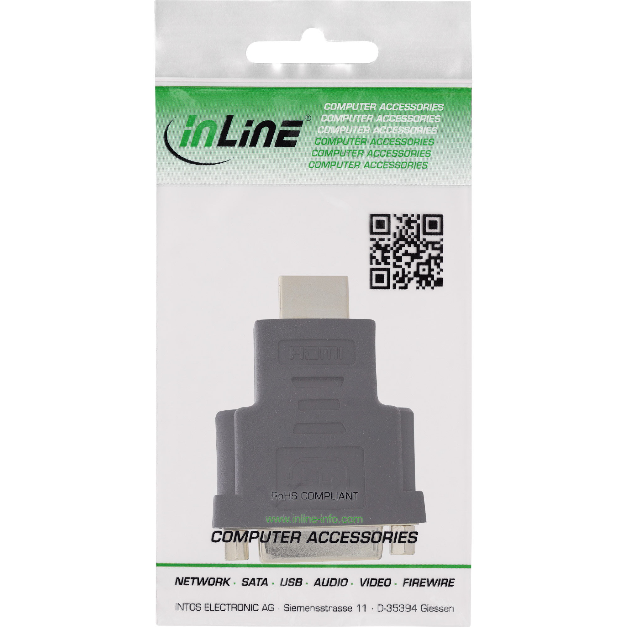 Inline® HDMI-DVI Adapter, HDMI Stecker auf DVI Buchse, 4K2K