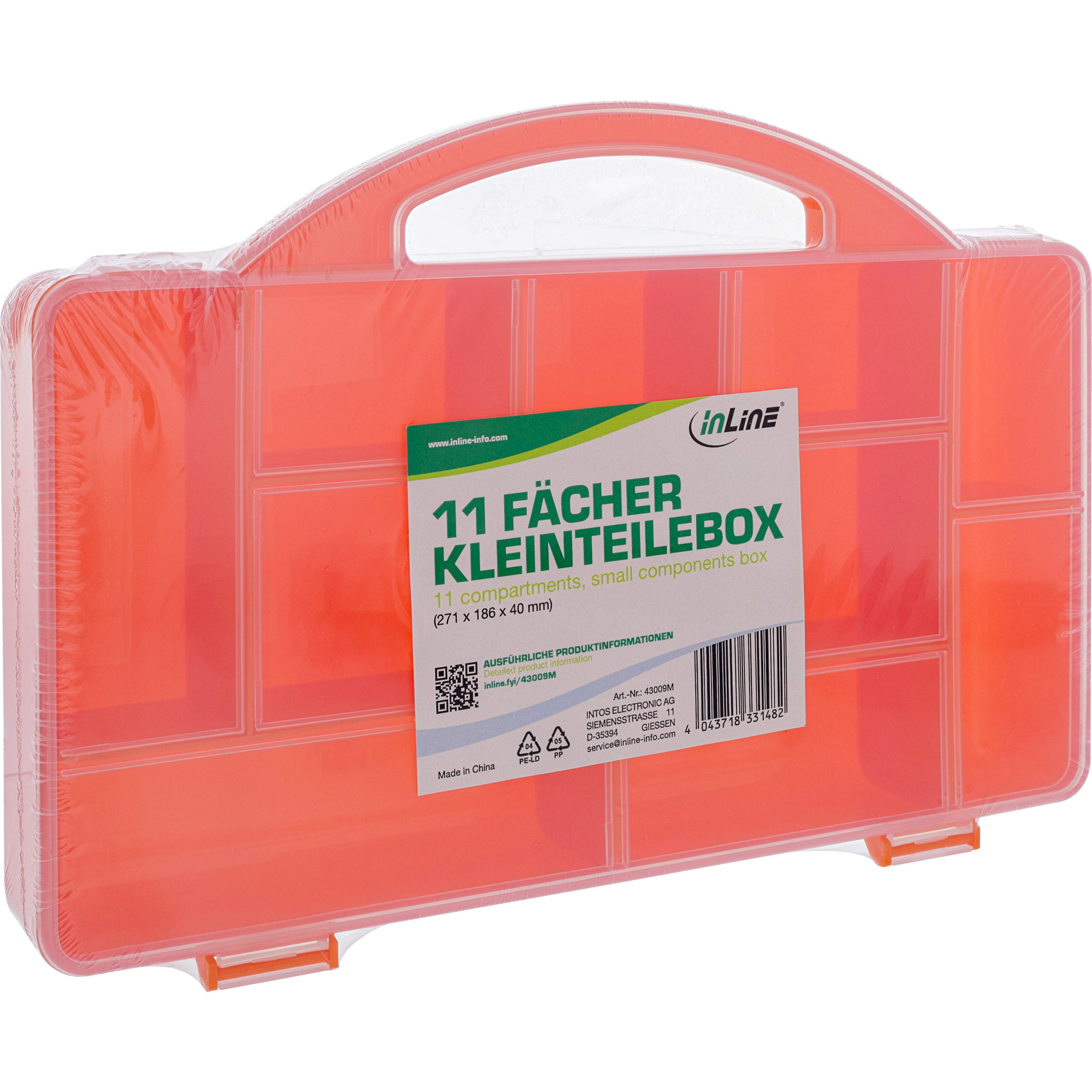 InLine® Kleinteilebox, 11 Fächer, Abmessungen: 271x186x40mm, orange InLine® Kleinteilebox, 11 Fächer, Abmessungen: 271x186x40mm, orange