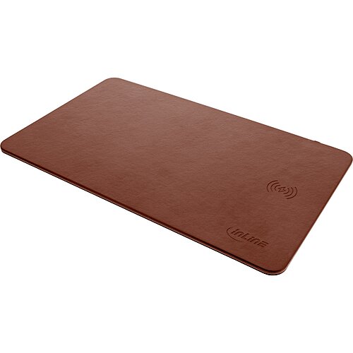 Inline® Maus-Pad, Wireless Charging, 370x225x7mm, braun
