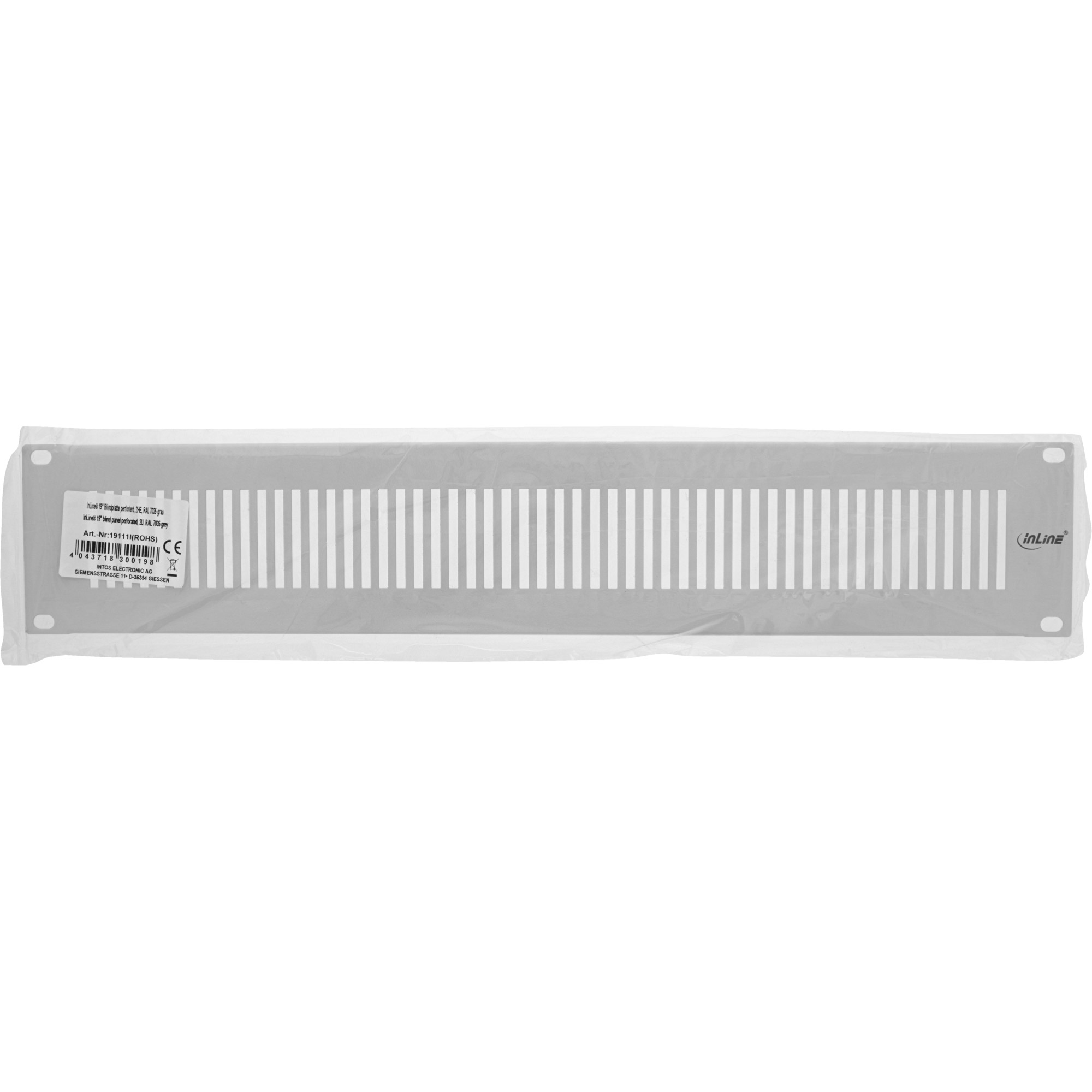 Inline® 19" Blindplatte perforiert, 1HE, RAL 7035 grau