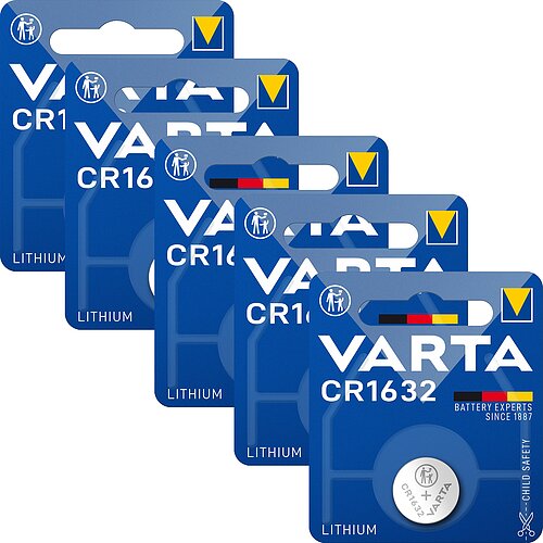 Varta CR1632 Lithium Knopfzelle 3V Batterie - 5er Verpackung