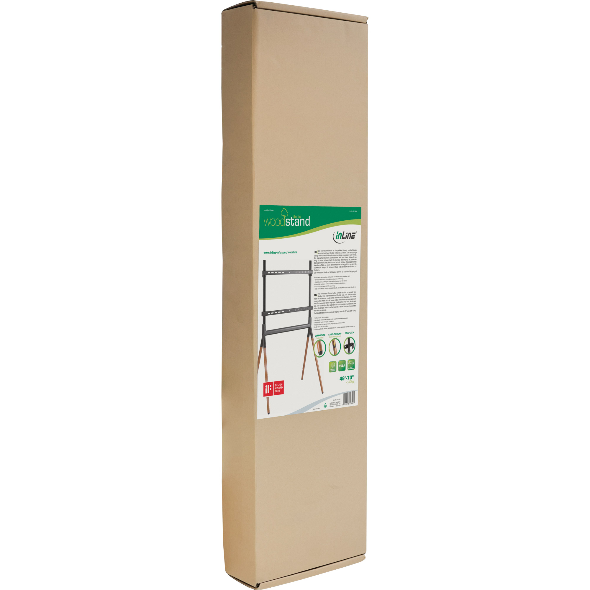 Inline® woodstand Studio TV-Standfuß, für Display 49"-70" (124-178cm), max. 40kg