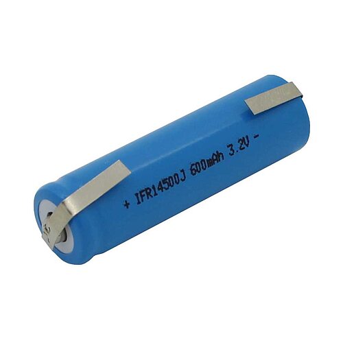 IFR14500 LiFePO4 3,2V 600mAh mit Lötfahnen U-Form IFR14500 LiFePO4 3,2V 600mAh mit Lötfahnen U-Form
