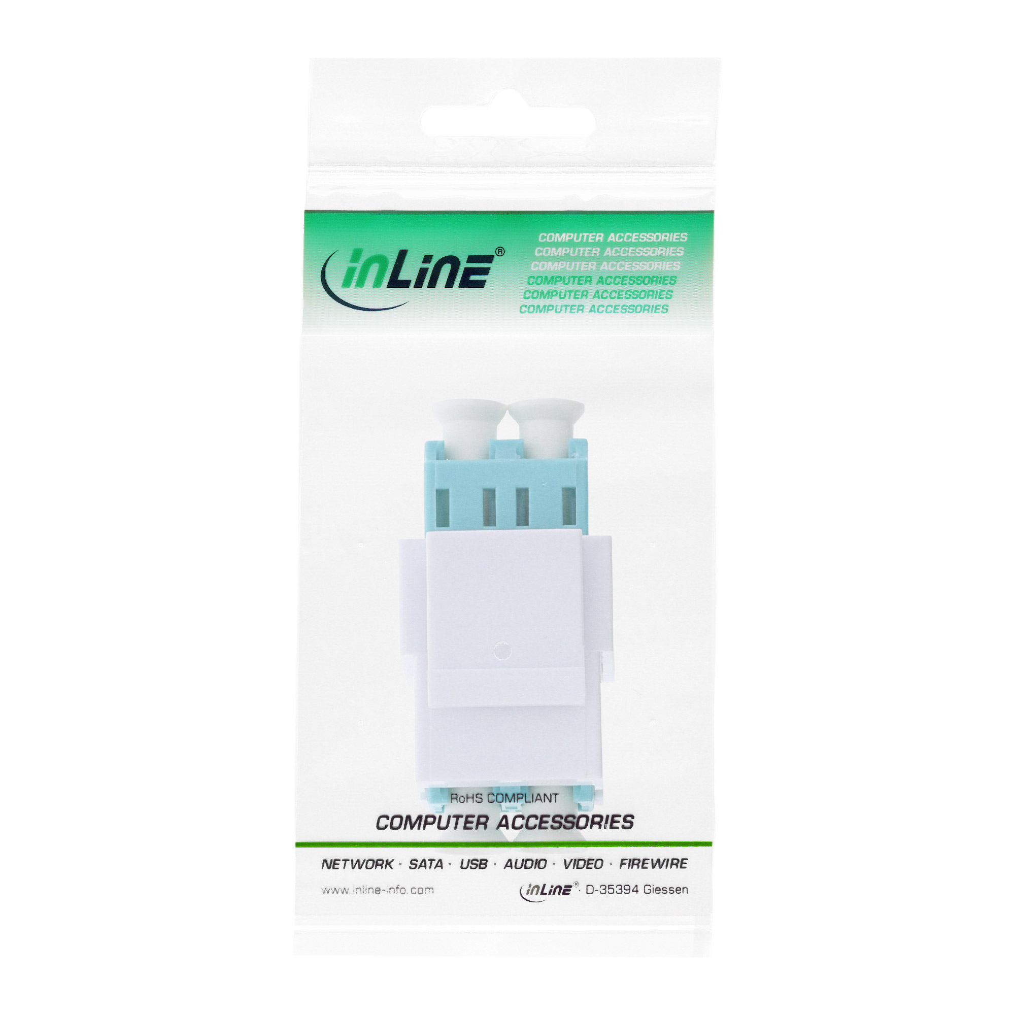 Inline® LWL Keystone Snap-in Kupplung weiß, Duplex LC/LC, multimode, türkis