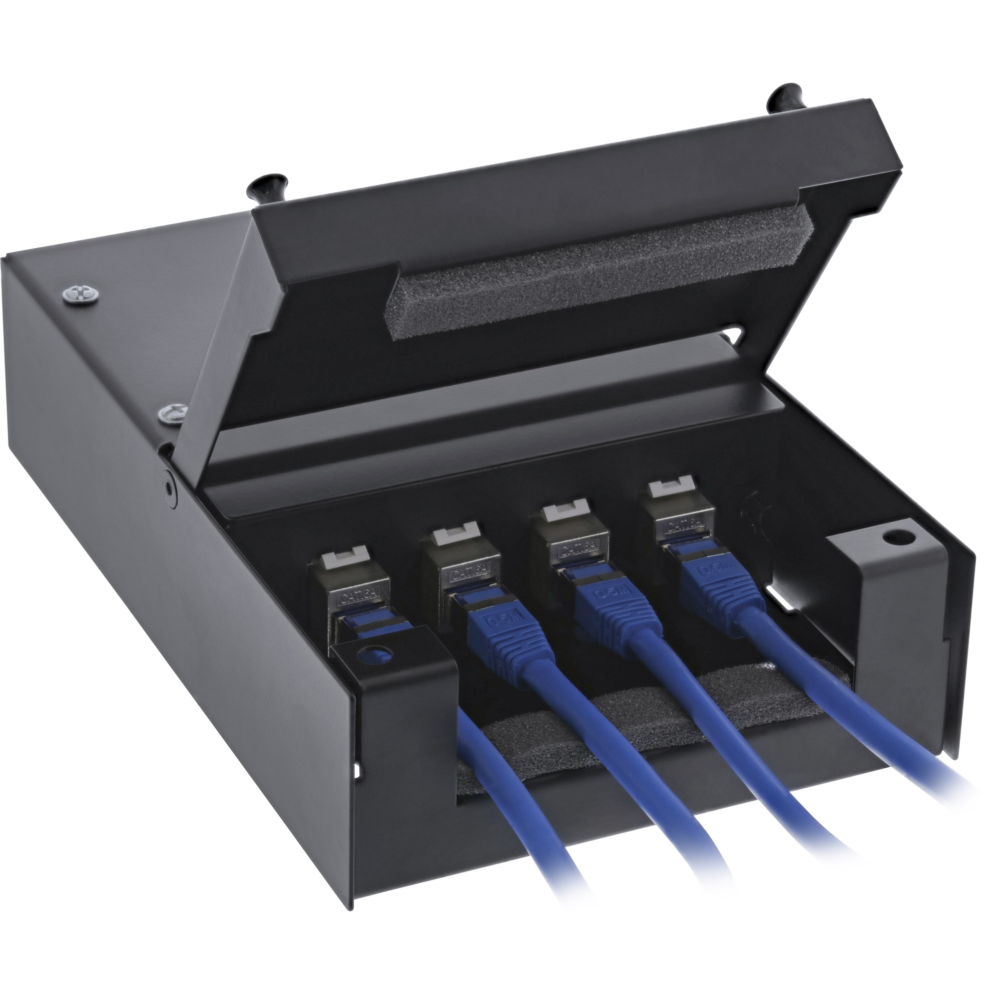 Inline® Anschlussdose Aufputz für 4x Keystone RJ45 Buchse, Metall, schwarz