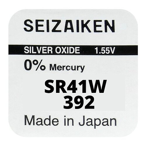 1x SR41W 392 Silberoxid Batterie Seizaiken 1,55 V