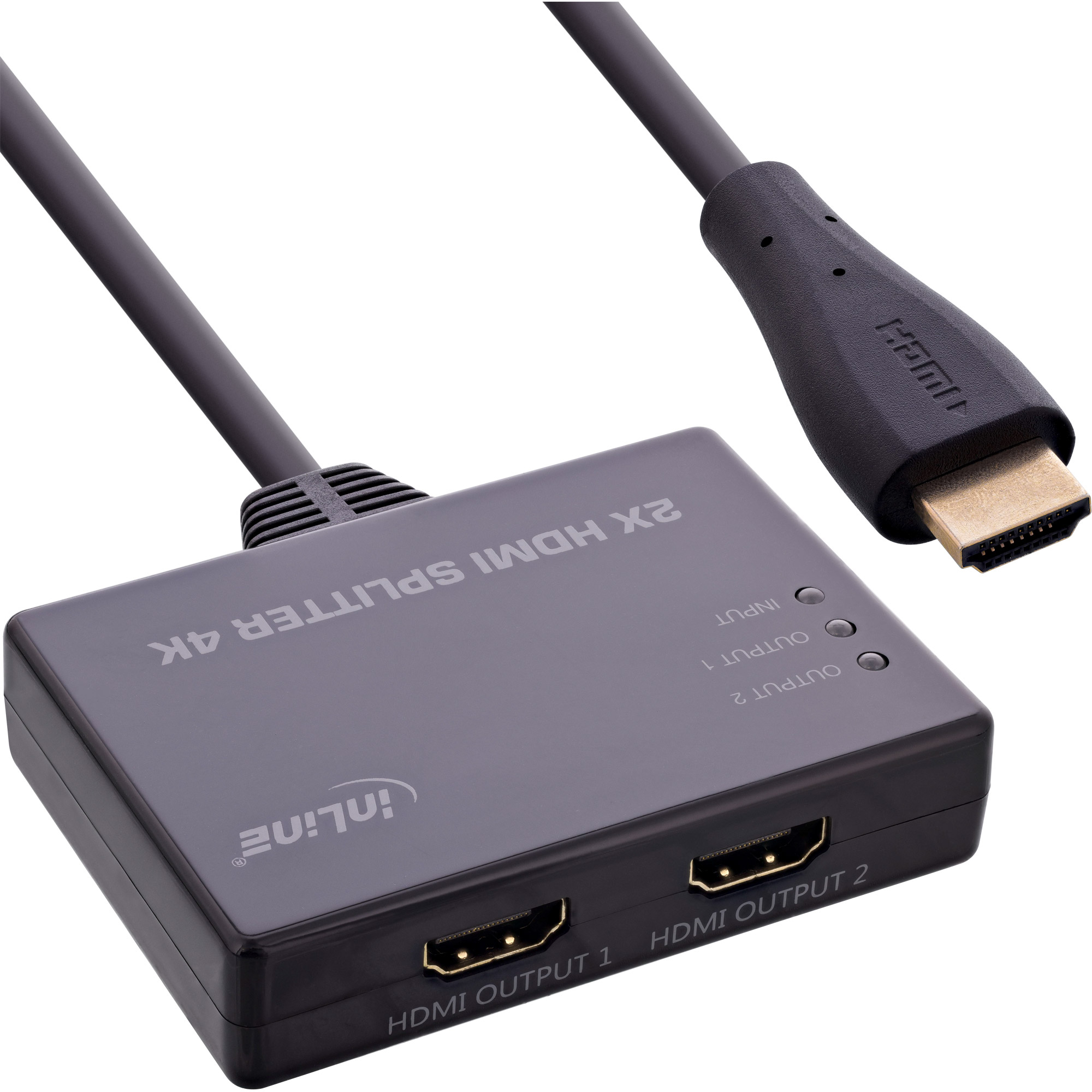 Inline® HDMI Splitter/Verteiler, 2-fach, 4K/60Hz, mit integriertem Kabel