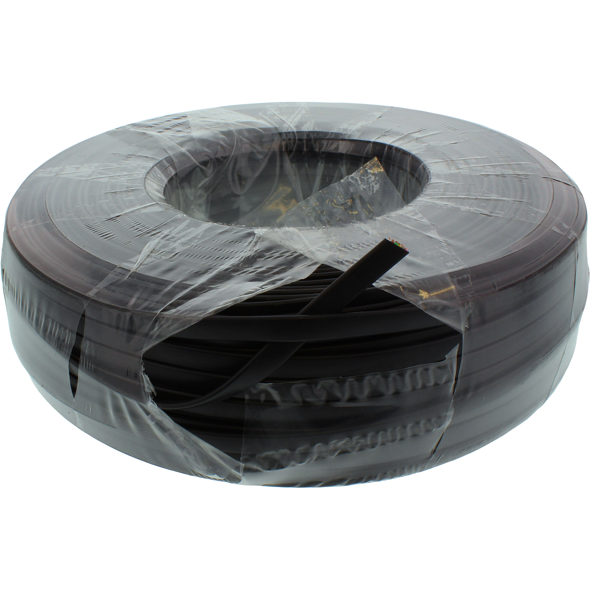 Inline® Modularkabel, 6adrig Flachband schwarz, 100m Ring