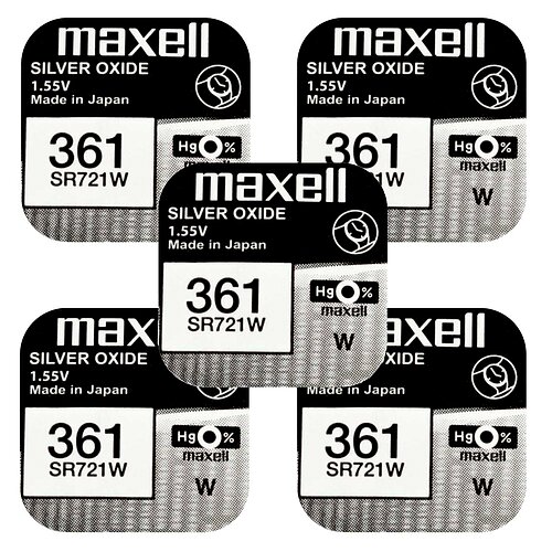 5x Maxell SR721W SR58 361 Silberoxid Batterie 1,55 V