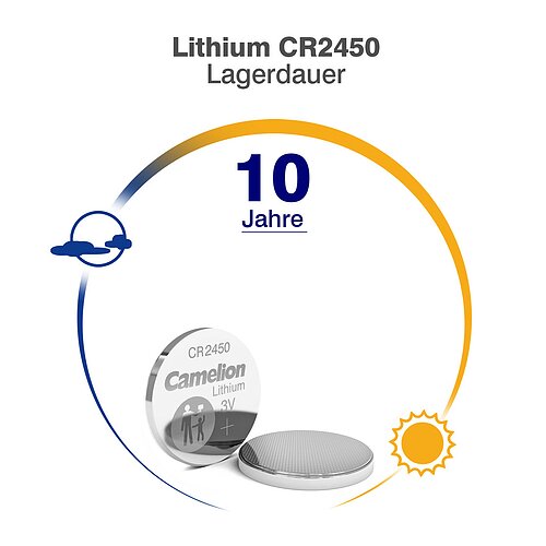 Camelion CR2450 Lithium Knopfzelle 3V - 5 Batterien - 1 x 5er Streifen