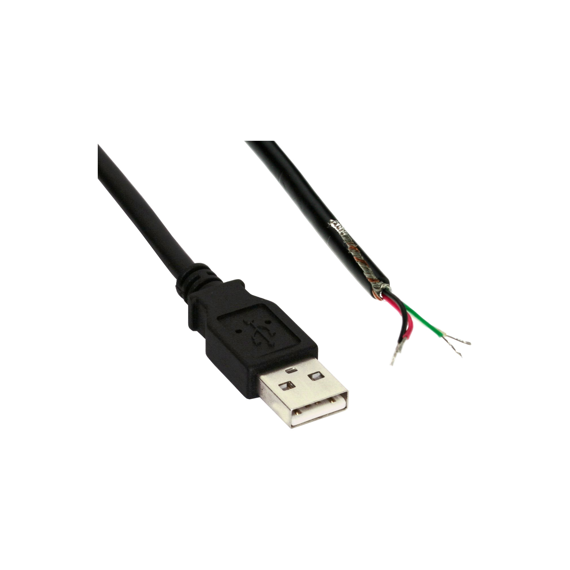 Inline® USB 2.0 Kabel, A an offenes Ende, schwarz, 2m, bulk