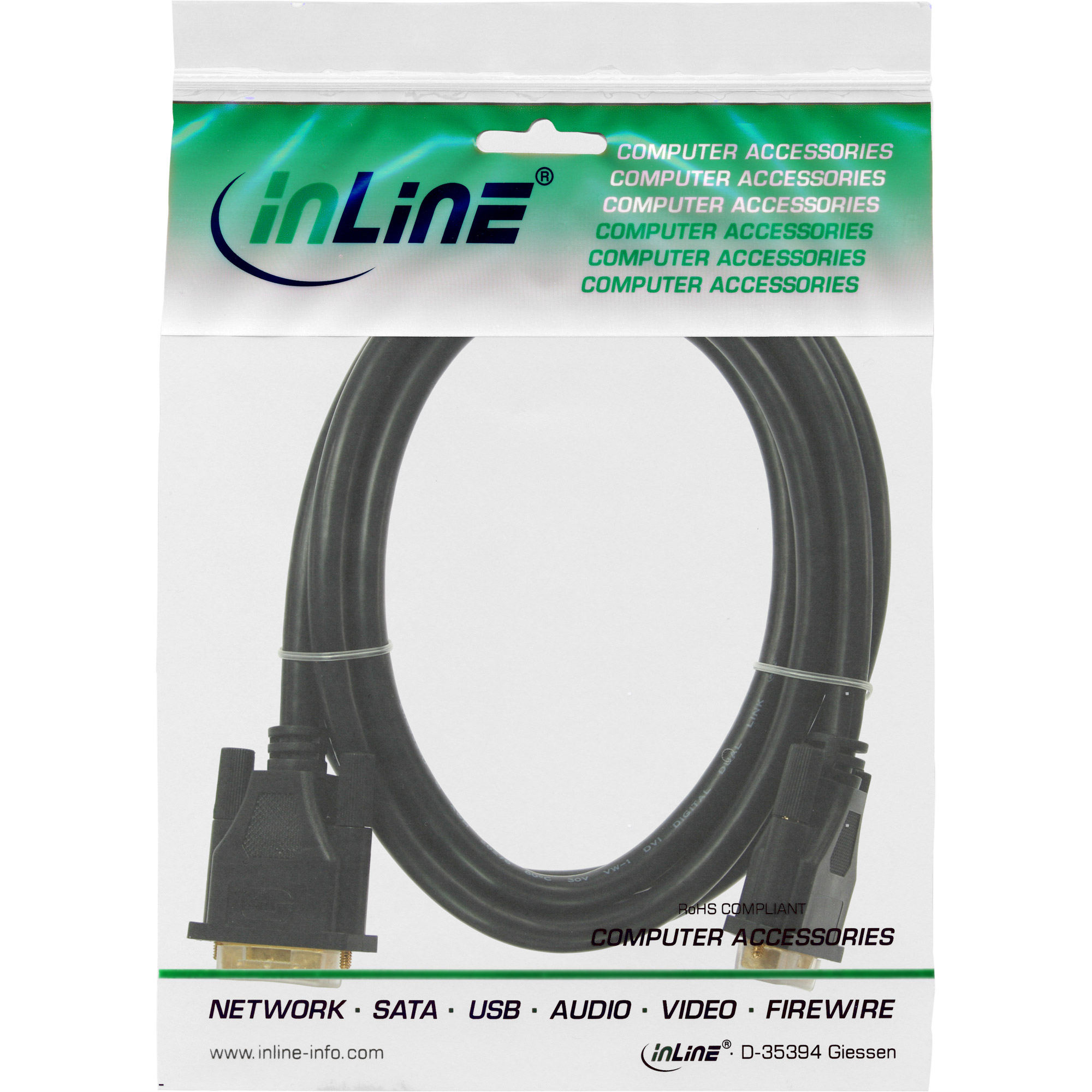 Inline® DVI-D Anschlusskabel Premium, digital 24+1 ST / ST, Dual Link, 2m