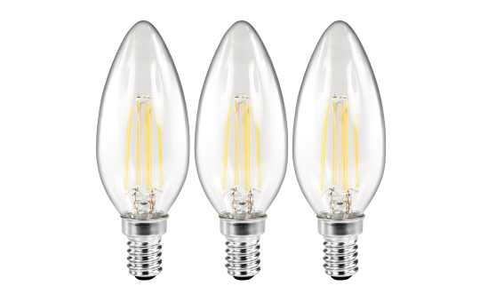 LED Filament Set McShine, 3x Kerzenlampe, E14, 2W, 260lm, warmweiß, klar
