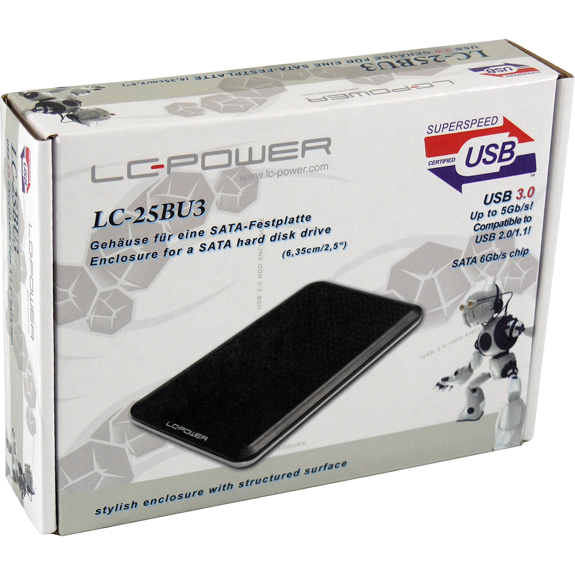 LC-Power LC-25BU3, externes 2,5"-SATA-gehäuse, USB 3.0, schwarz LC-Power LC-25BU3, externes 2,5"-SATA-gehäuse, USB 3.0, schwarz