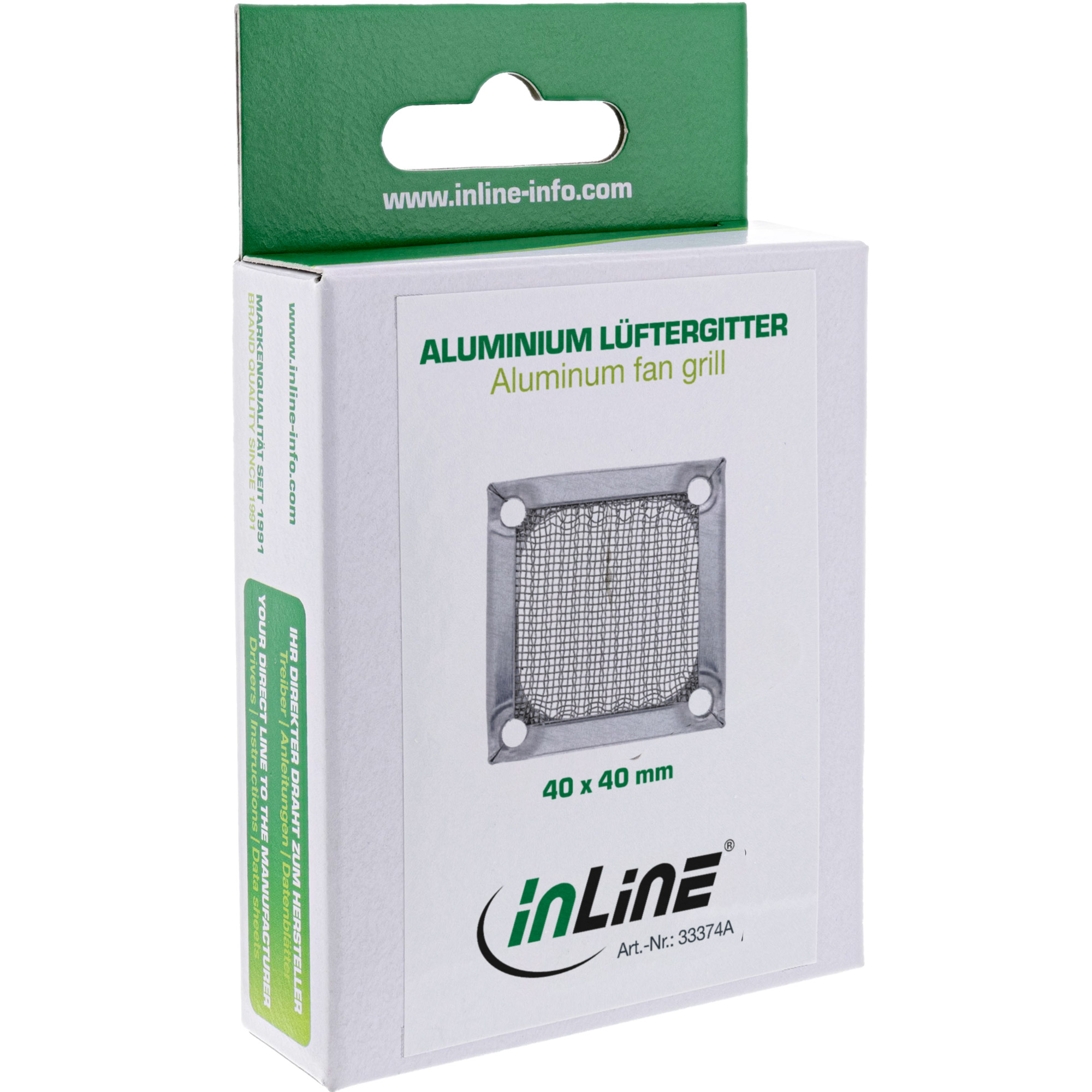 Inline® Lüftergitter, Aluminium Filter, 40x40mm