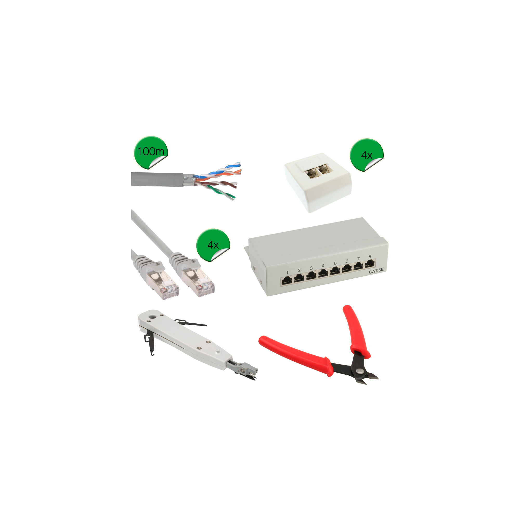 Inline® Cat.5e Netzwerk Installations Kit - 12teilig