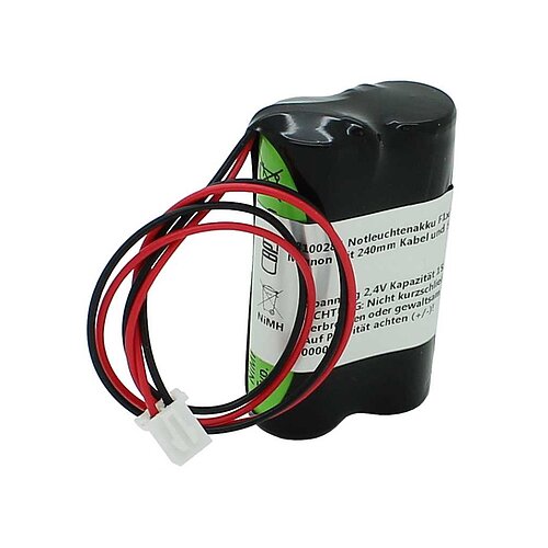 Notleuchtenakku NiMH 2,4V 1500mAh F1x2 Mignon mit 240mm Kabel