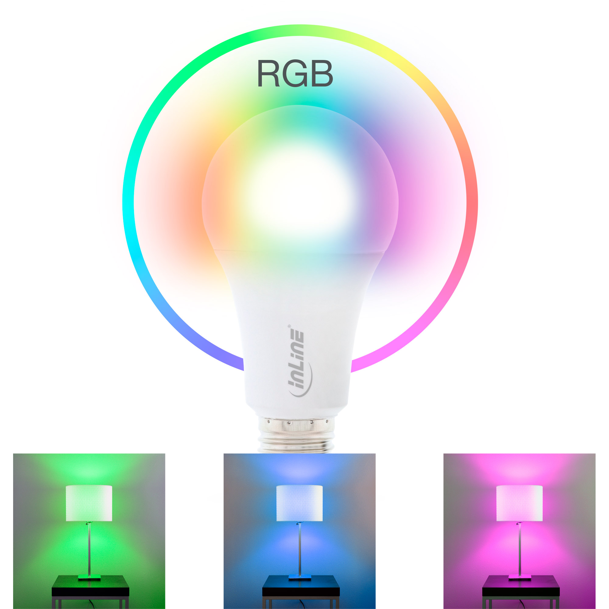 Inline® SmartHome LED Lampe RGB E27, 900LM
