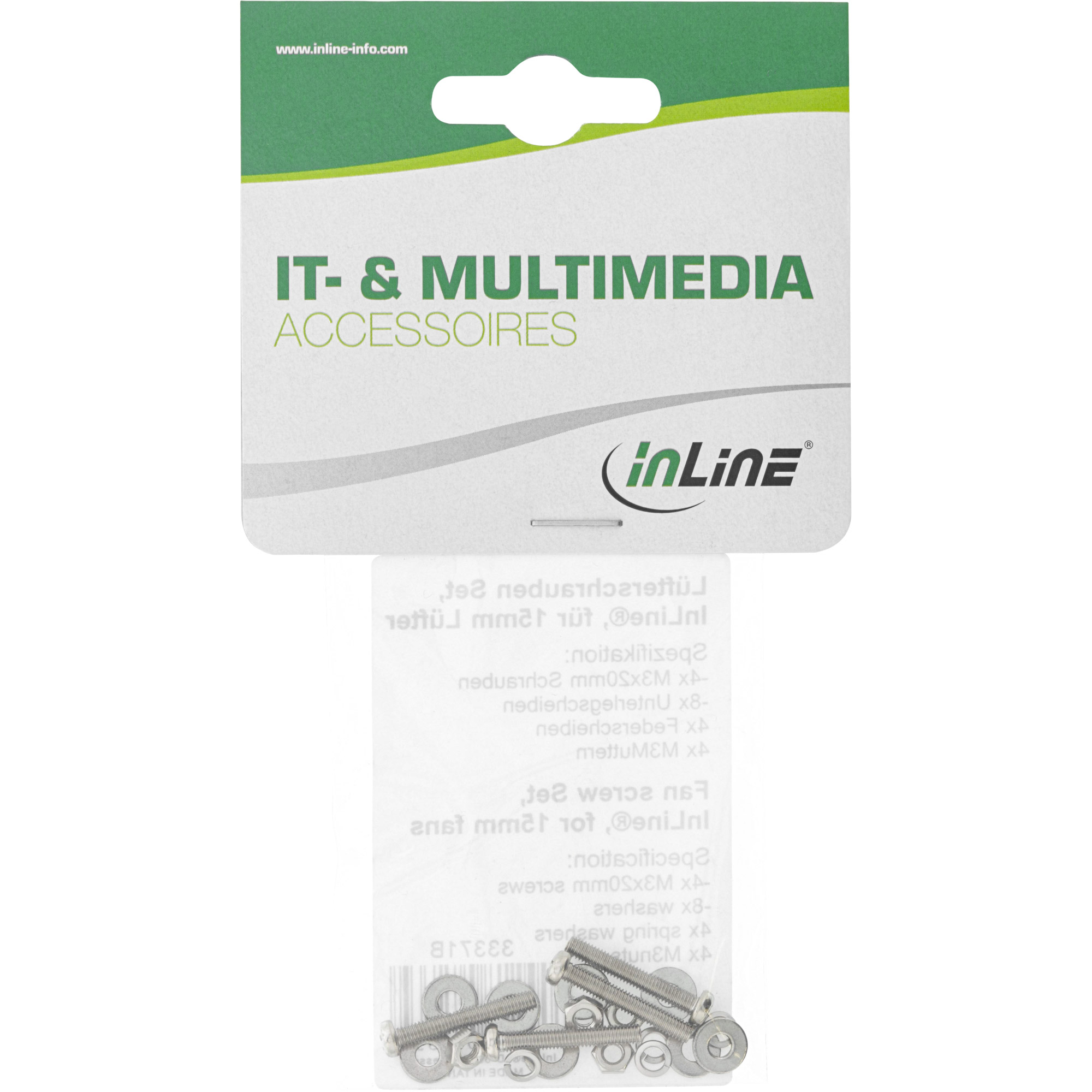 Inline® Lüfterschrauben Set, für 15mm Lüfter